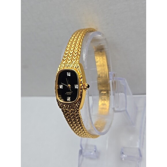 Xavier Womens Quartz Gold Tone Diamond Watch Basket Weave Bracelet New Battery - Picture 2 of 10